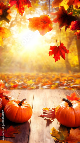Pumpkins and Autumn Leaves ...
