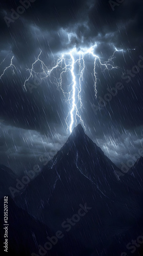 Lightning strikes mountain ...
