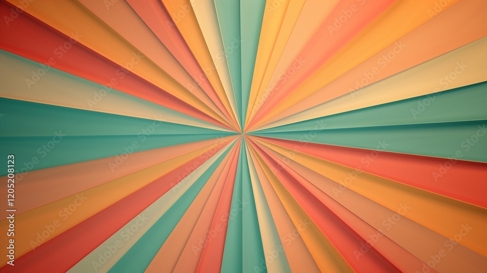 An isolated, colorful starburst pattern in shades of orange, pink, and teal, captured in hyper-realistic HD sharpness against a neutral backdrop. An isolated, colorful starburst pattern in shades of orange, pink, and teal, captured in hyper-realistic HD sharpness against a neutral backdrop.
