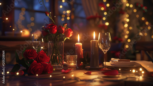 Intimate Elegance: A Candlelit Dinner for Two with Romantic Touches photo