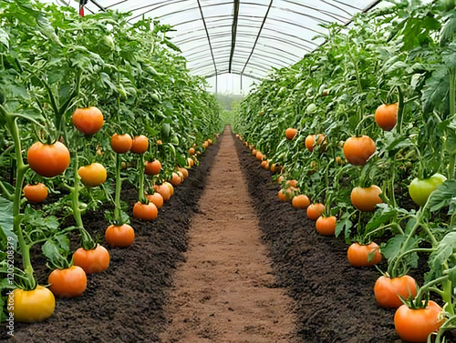 Rows of tomato plants thriv...