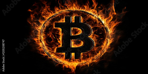 Fiery Currency Symbol Engul...