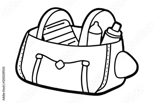 A diaper bag, packed for baby essentials vector illustration.eps