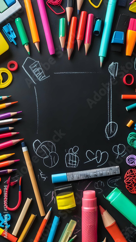 Colorful School Supplies Fr...