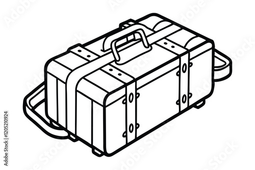 A suitcase, packed for a journey vector illustration.eps