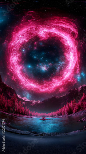 Fantasy Landscape with Pink...
