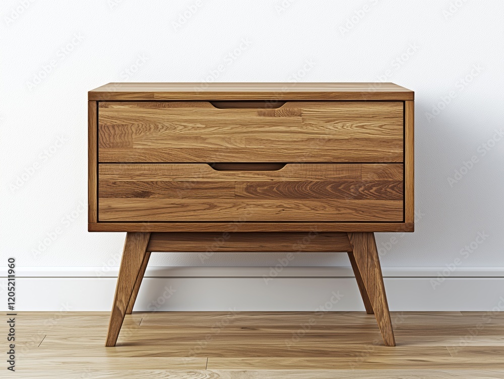 Modern Wooden Nightstand with Two Drawers in Minimalist Style Modern Wooden Nightstand with Two Drawers in Minimalist Style