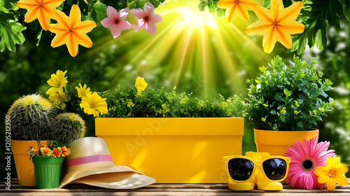 Vibrant Summer Garden Scene...