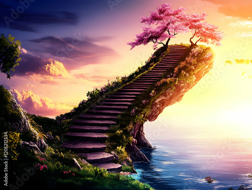 Stone Staircase Ascends Cli...
