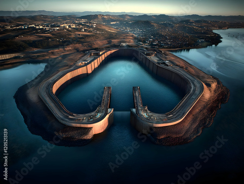 Aerial View of a Dam and Sp...