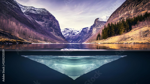 Serene Fjord Landscape with...