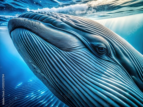 Macro Southern Fin Whale Detail, Isolated on White Background photo