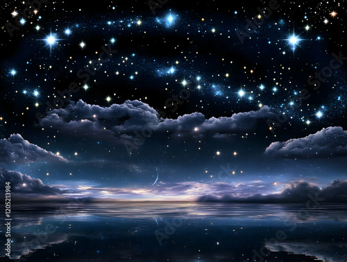 Starry Night Sky Reflects B...
