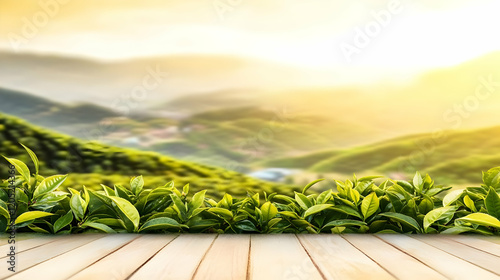 Wooden table top with fresh...