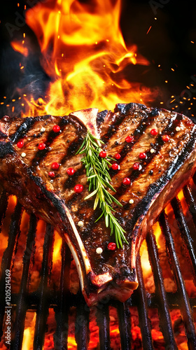Grilled T-bone Steak Sizzle...