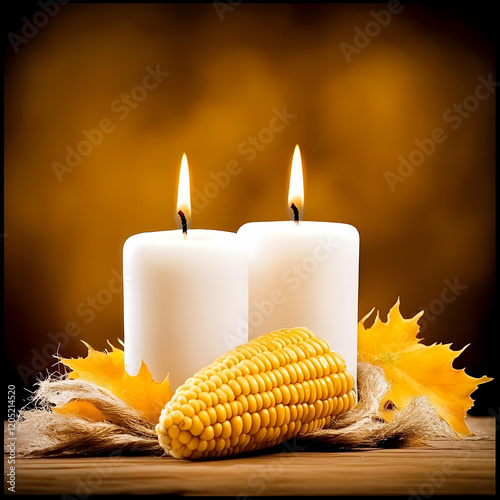 Two Lit Candles Illuminate ...