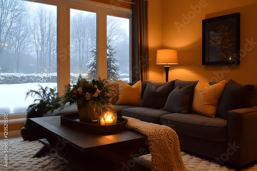 Cozy Living Room Shows Wint...