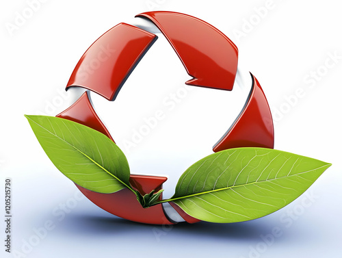 3D Red Recycling Symbol wit...