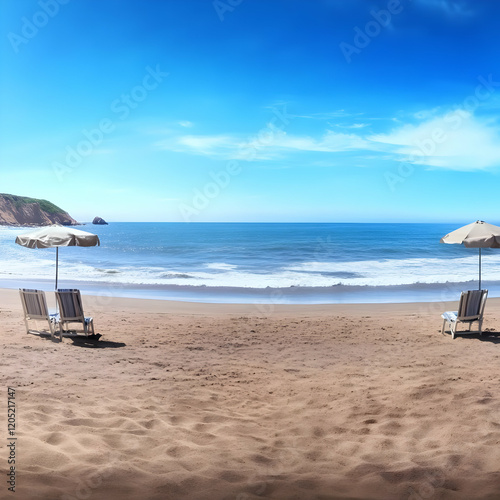 Beach chairs and umbrellas ...