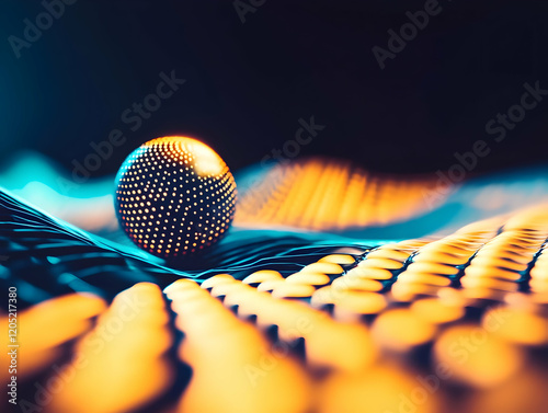 Glowing Orb Rests on a Wavy...