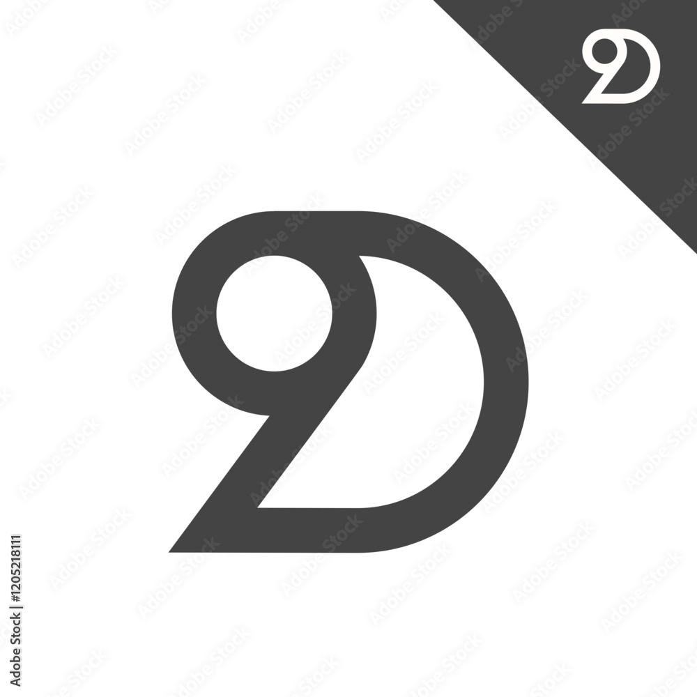 the logo consists of the letter D and number 9. Abstract, outline and elegant. the logo consists of the letter D and number 9. Abstract, outline and elegant.