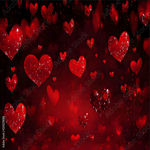 Red Glitter Hearts Float on...