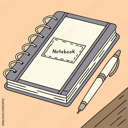 Notebook and pen vector illustration flat style