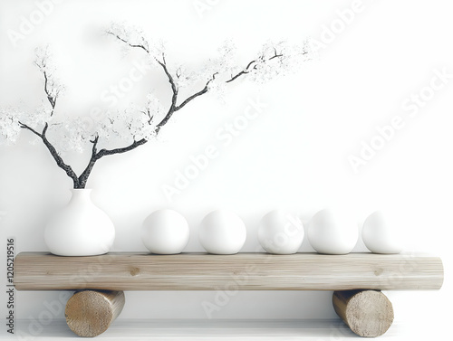White vase with branch and ...