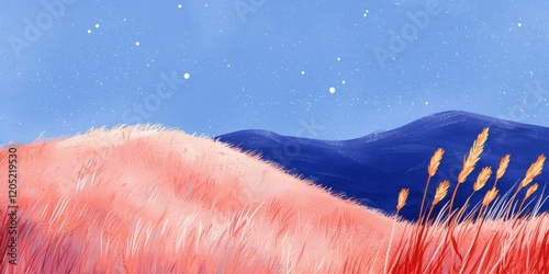 Dreamy celestial landscape at night soft focus view from low angle nature and art vibrant atmosphere photo