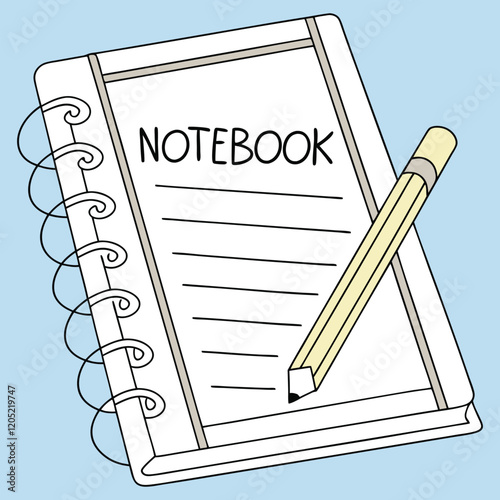 Notebook and pen vector illustration flat style