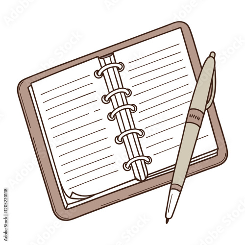 Notebook and pen vector illustration flat style