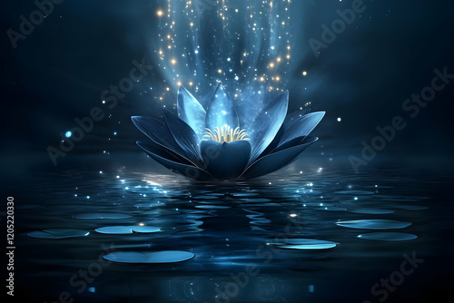 Blue Lotus Flower Glows on ...