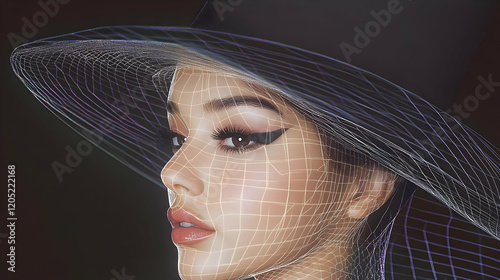 Woman with Wide-Brimmed Hat...