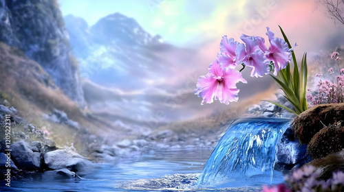 Pink orchids bloom beside a...