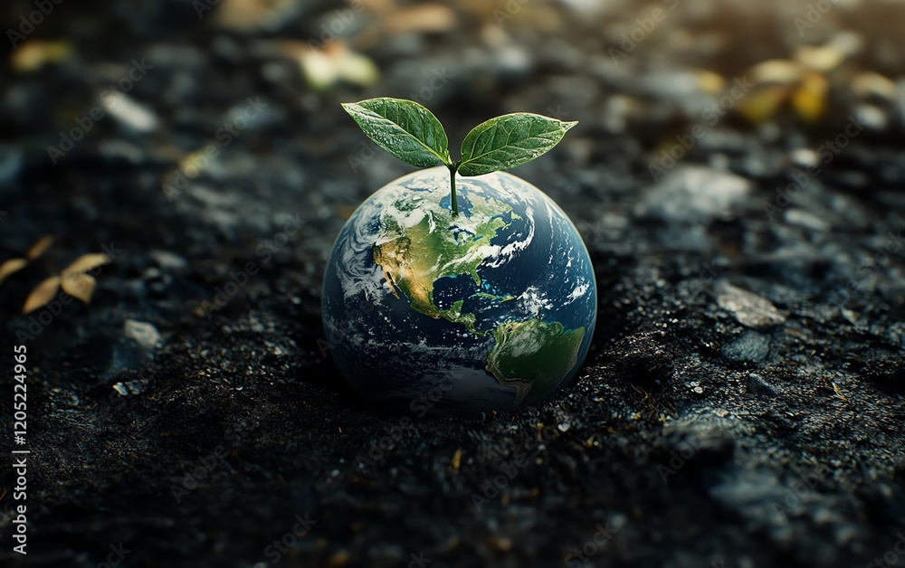 Earth with a sprouting plant inside Earth with a sprouting plant inside