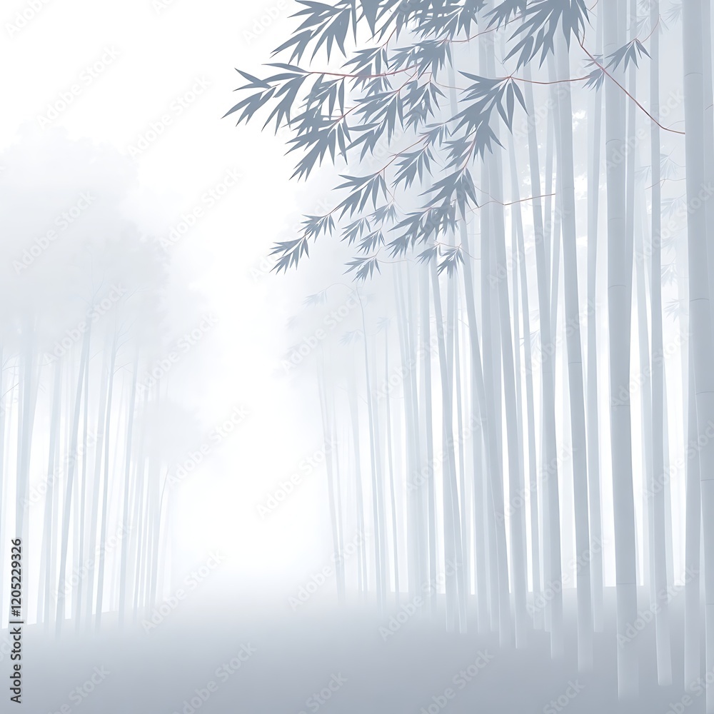 Obraz premium Misty bamboo forest path.