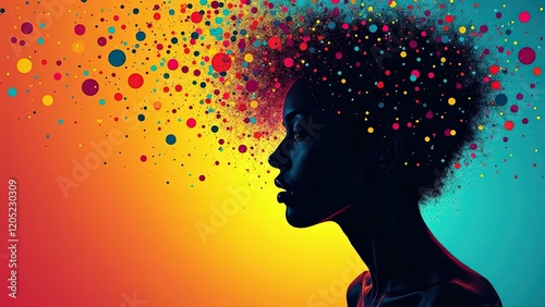 Wallpaper Mural A shadow of a person dissolving into particles of light, with vibrant colors emerging from the darkness, symbolizing the return of vitality and hope. Torontodigital.ca
