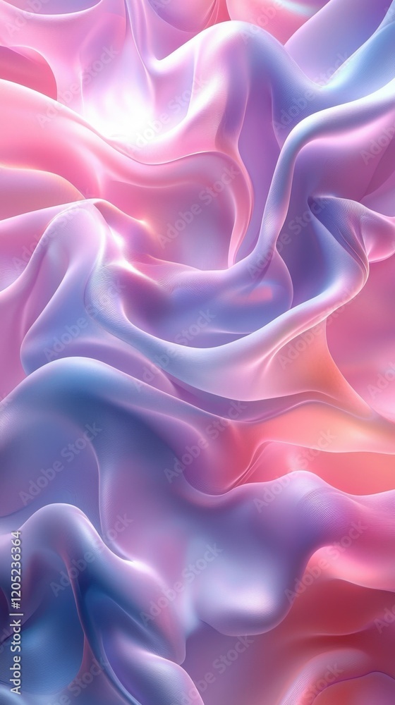 Obraz premium Abstract silky waves of pink and purple hues create a soft digital art background Generated AI