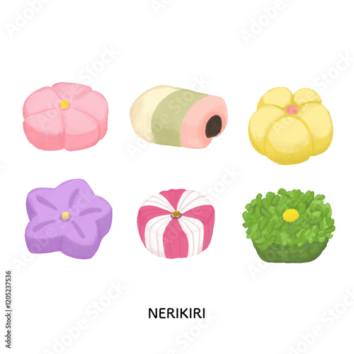 和菓子＿練り切りのイラスト　色鉛筆タッチ