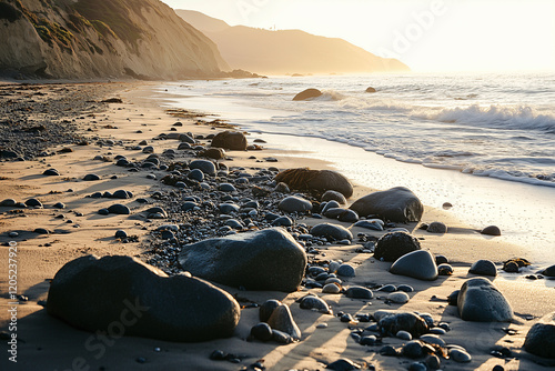 rocky beach landscape with no one
