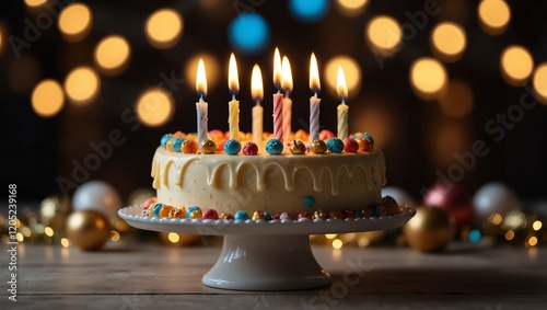 Obraz na płótnie birthday cake with candles w salonie