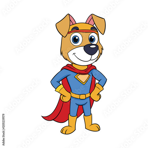 Superhero dog cartoon vector illustration.