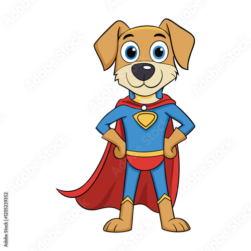 Superhero dog cartoon vector illustration.