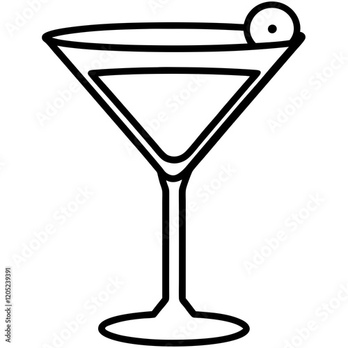 Geometric Martini Glass Line Art