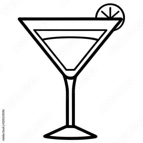 Geometric Martini Glass Line Art