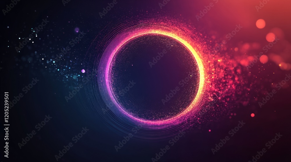 Artistic metallic single glowing circle with reflective textures on black Artistic metallic single glowing circle with reflective textures on black