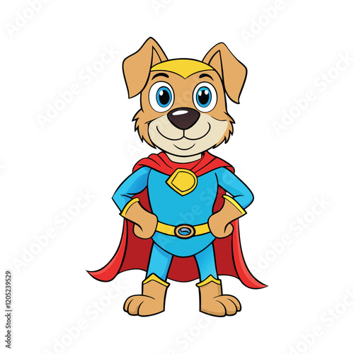 Superhero dog cartoon vector illustration.