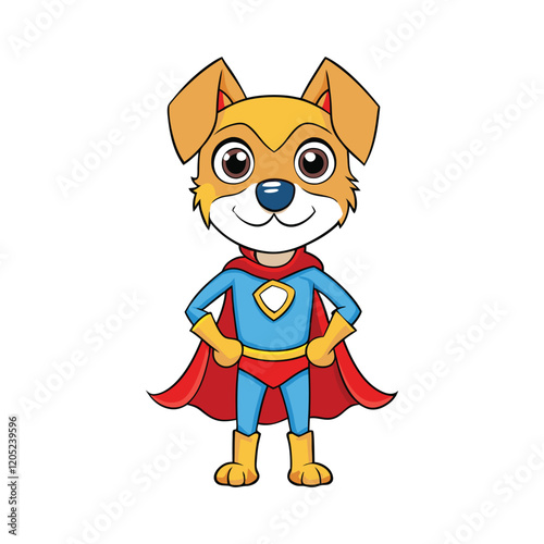 Superhero dog cartoon vector illustration.