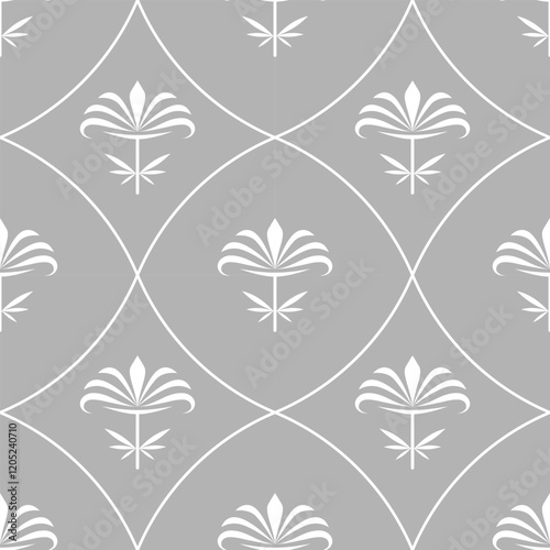 seamless botanical pattern of painted oriental motifs 