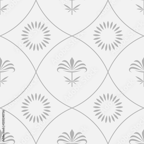 seamless botanical pattern of painted oriental motifs 